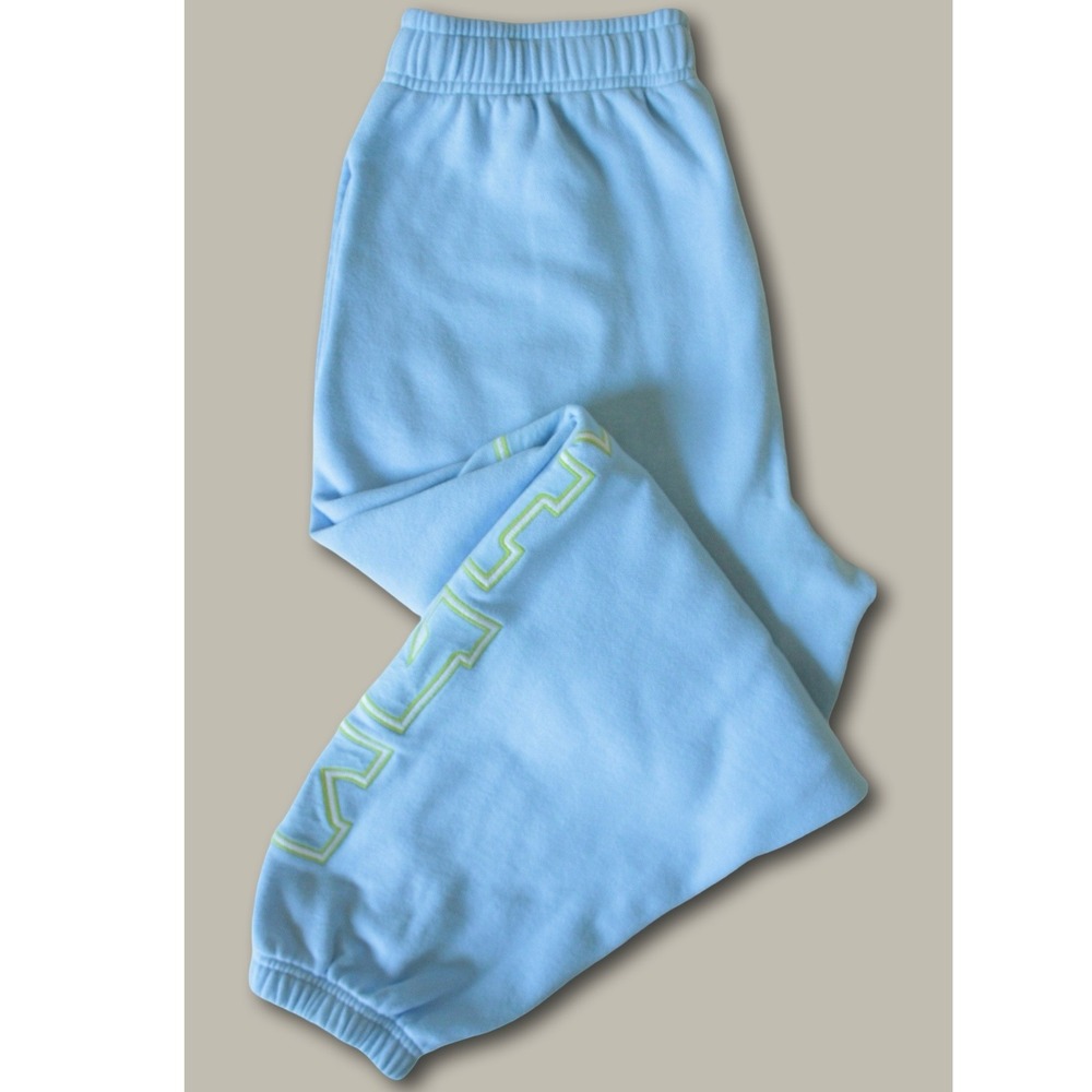 Victoria's Secret PINK Embroidered Logo Jogger Sweatpants Medium Blue High Rise - Picture 3 of 6